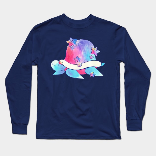 Rainbow Star Turtle Watercolor Long Sleeve T-Shirt by saradaboru